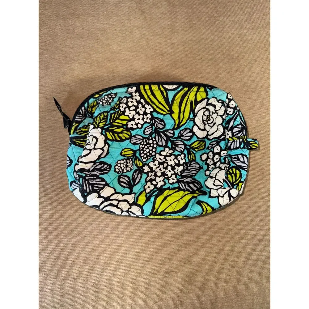 Vera Bradley White teal and green cosmetic bag, Small